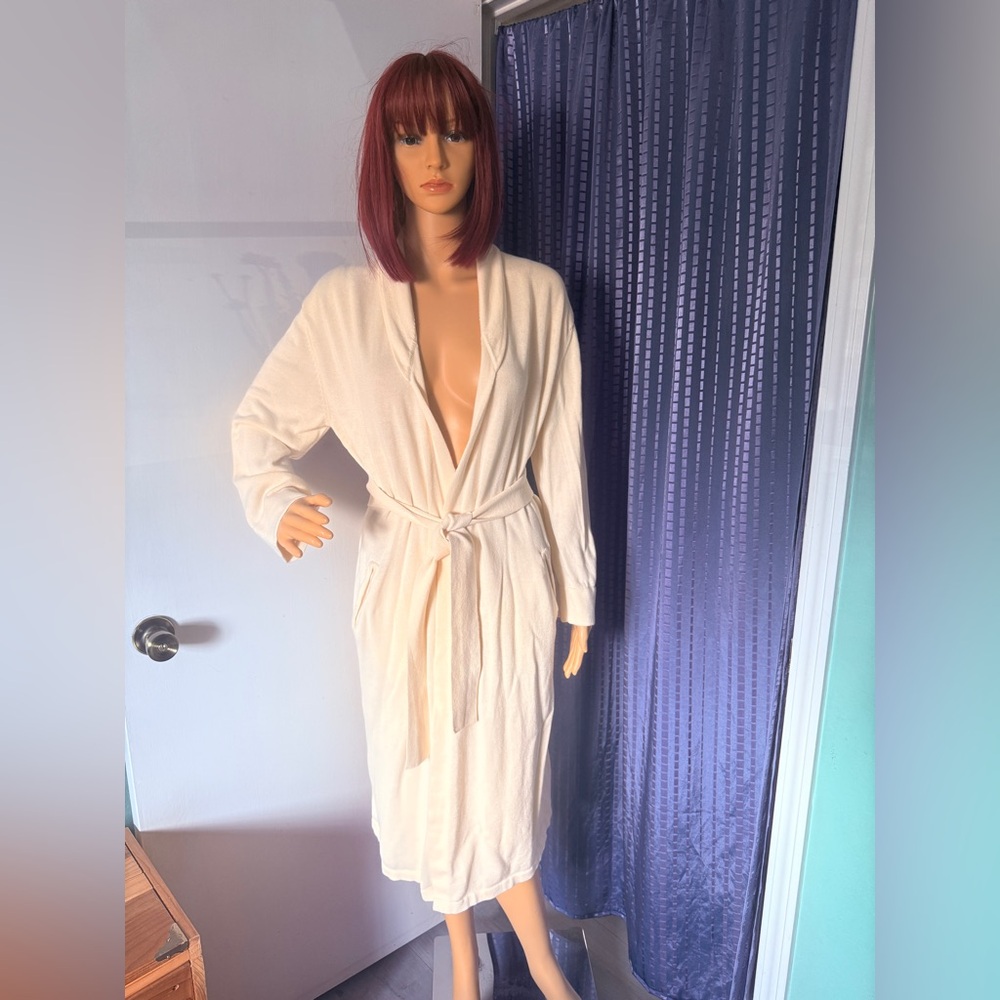 Grey/Ven Ivory 100% Cotton Robe, Small–Medium, Holiday 2021